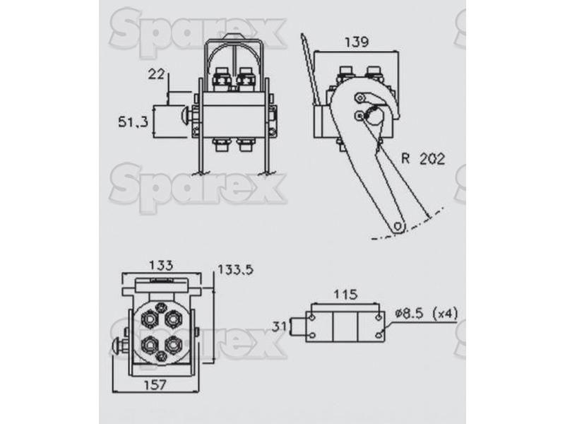 Faster Multiport Coupling - 4 Ports 3/8'' Body x 1/2'' BSP Female Thread (Mobile Part) Faster S.p.A (3P506G-4-12G MC, 3P506G412GMC, 3P506G-4-12GMC)
