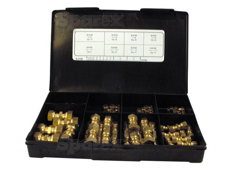 Brass Fuel Line Olive & Fitting imperial various 105 pcs Agripak