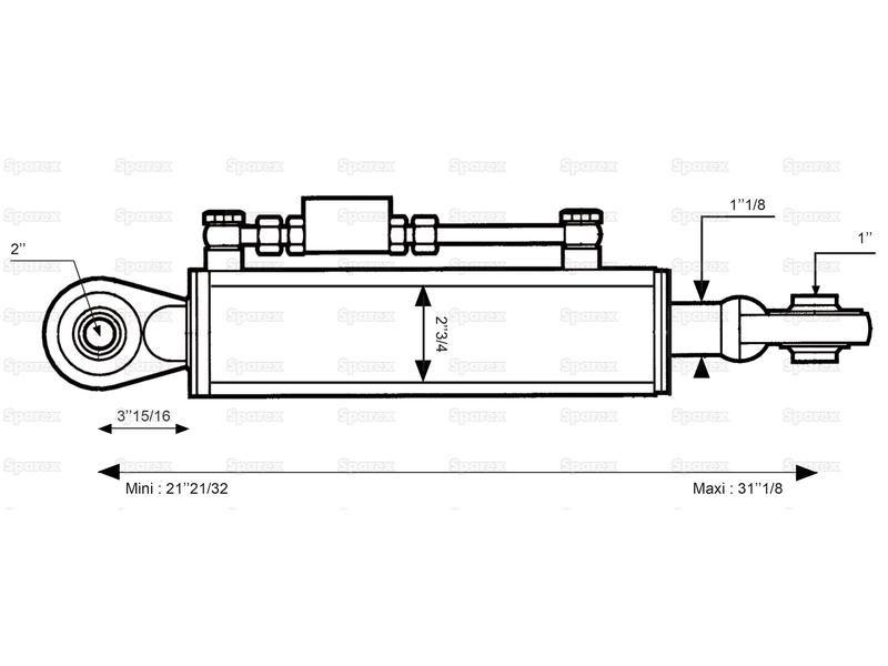 Hydraulic Top Link (Cat.1/2) Ball and Ball, Cylinder Bore: 70mm, Min. Length : 550mm. for Ford New Holland