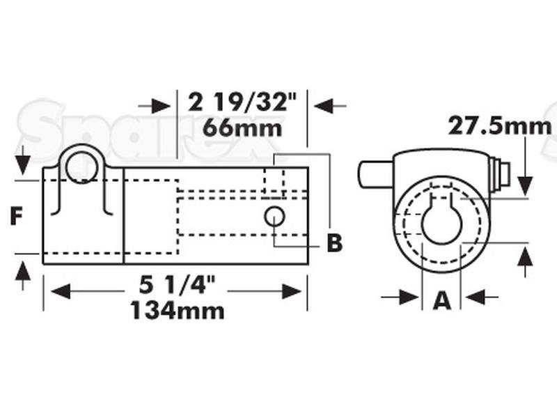 PTO Pump Adaptor - Bore Ø15/16'' x Female spline 1 3/8'' - 6 with Grub Screw.