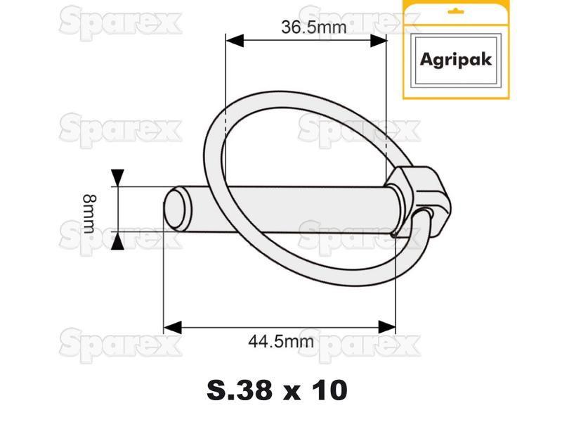 Round Linch Pin, Pin Ø8mm x 44.5mm (10 pcs. Agripak)