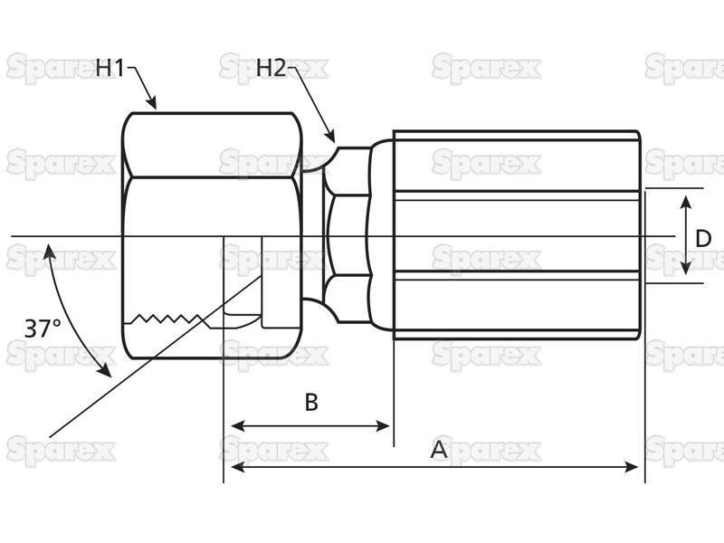 Gates JIC 37° Hose Insert 1'' x 1 1/16'''' Female Straight Swivel Gates (Belts) (16G12FJX)