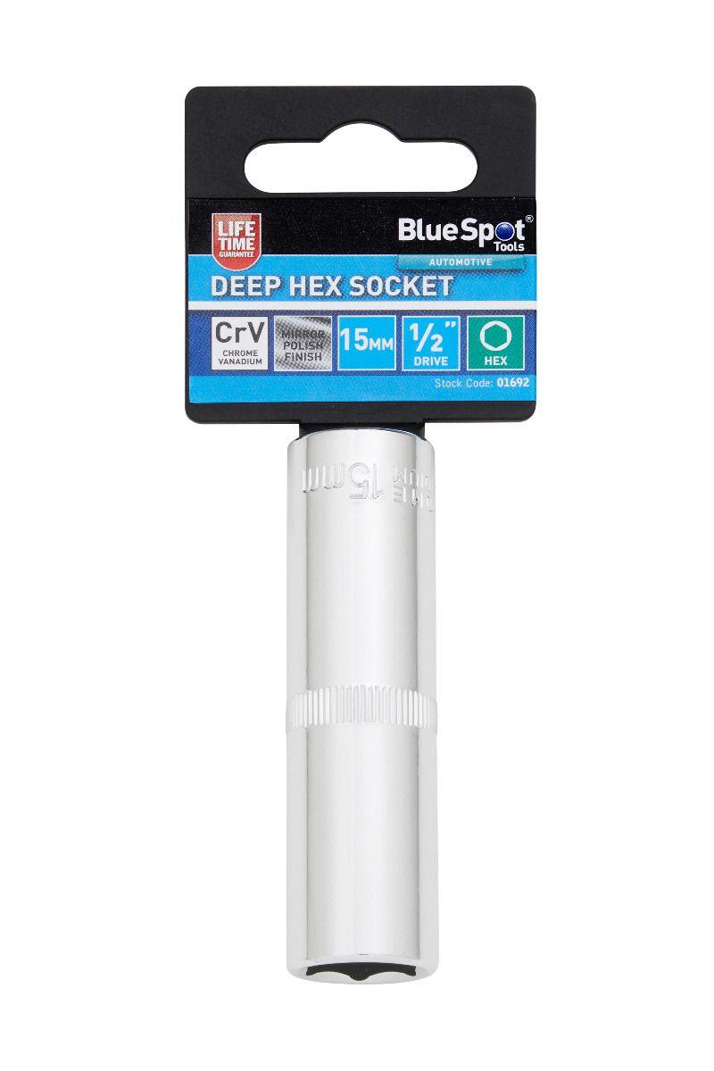 Blue Spot Tools Individual 15mm 1/2" Deep Hex Socket