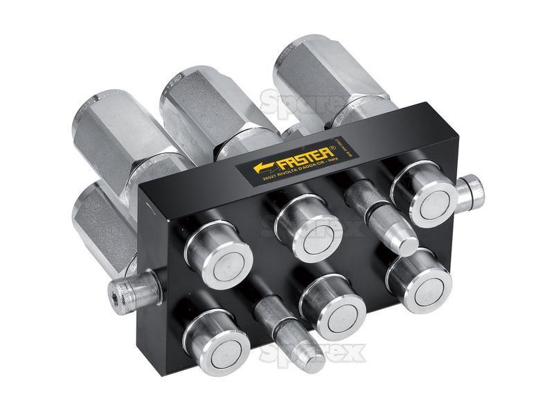 Faster Multiport Coupling - 6 Ports 1/2'' Body x 1/2'' BSP Female Thread (Mobile Part) Faster S.p.A (2P608-6-12G M C, 2P608612GMC, 2P608-6-12GMC)