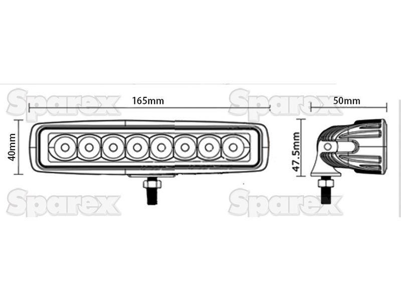 LED Flat Work Light Bar, 165mm, 2800 Lumens, 10-30V
