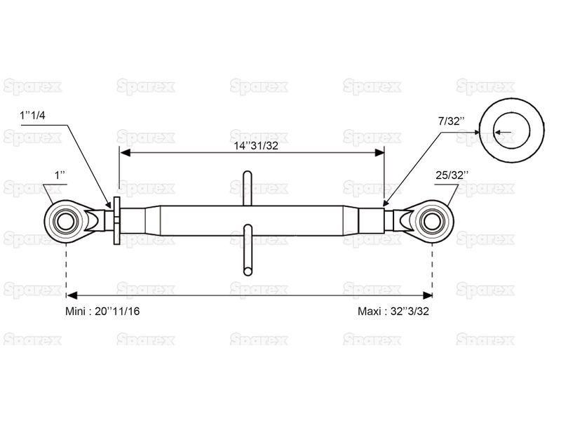 Top Link Heavy Duty (Cat.20mm/2) Ball and Ball, Min. Length: 525mm.