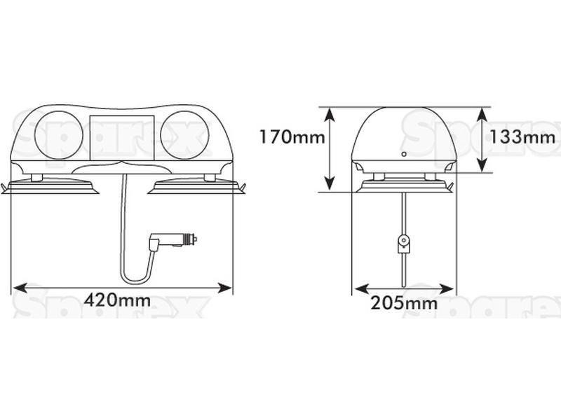 Halogen Aerolite Bar - Halogen - Magnetic, Length: 420mm, Volts: 12V. Britax (A424.00.12V, A4240012V)