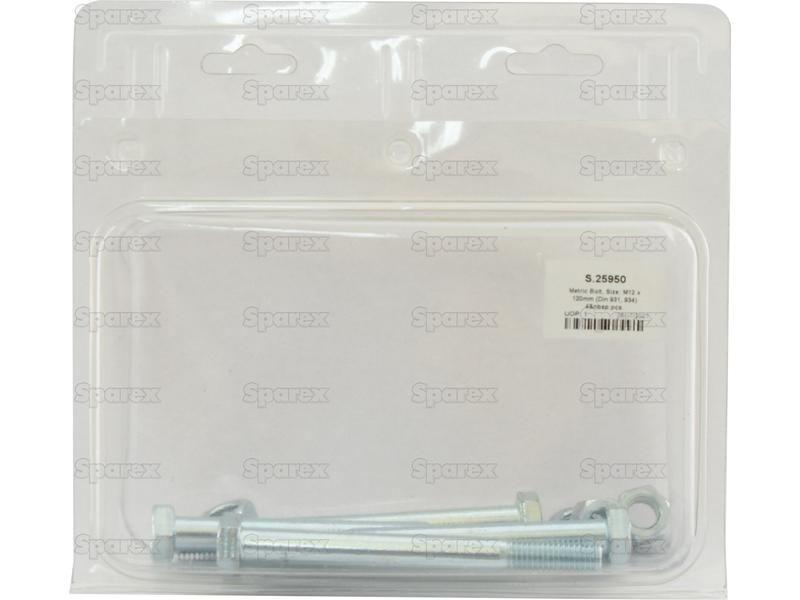 Metric Bolt, Size: M12 x 120mm (Din 931, 934) 4 pcs. Agripak