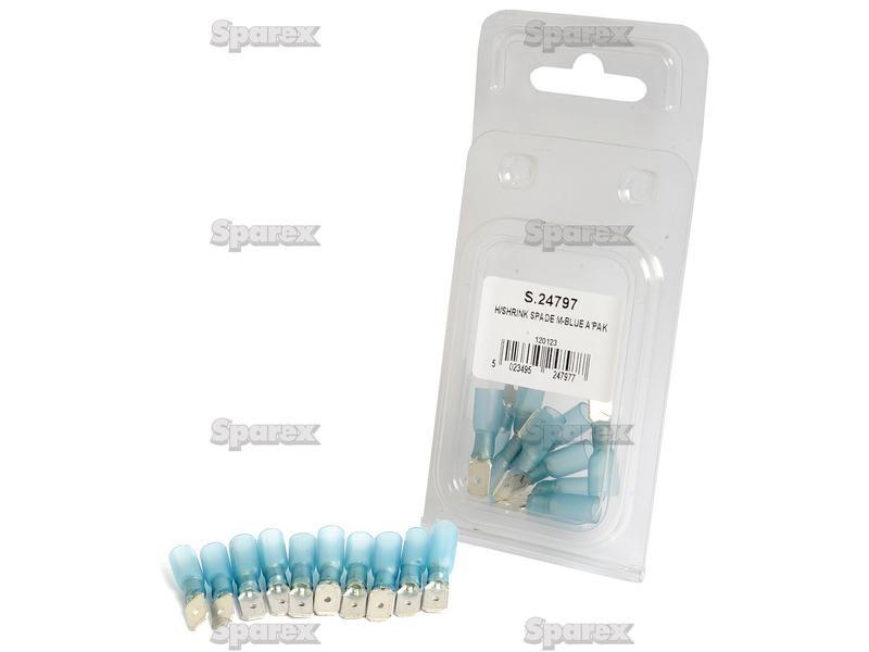 Heat Shrink Male Spade Terminal - Blue (10 pcs. - Agripak)