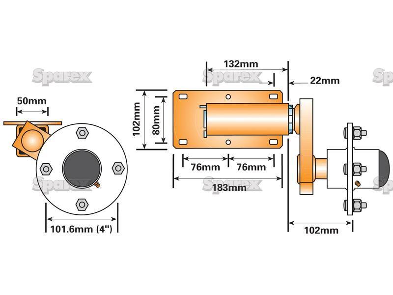 Trailer Suspension Unit (Unbraked) | Maximum Load: 350kg per pair with Mini Hub