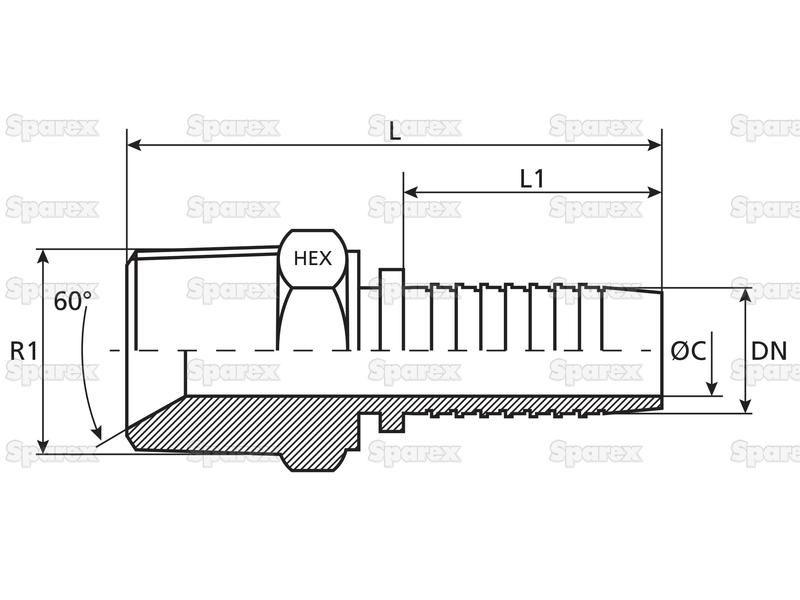 Dicsa BSPT Hose Insert 1/4'' x 1/4'' Male Thread Straight