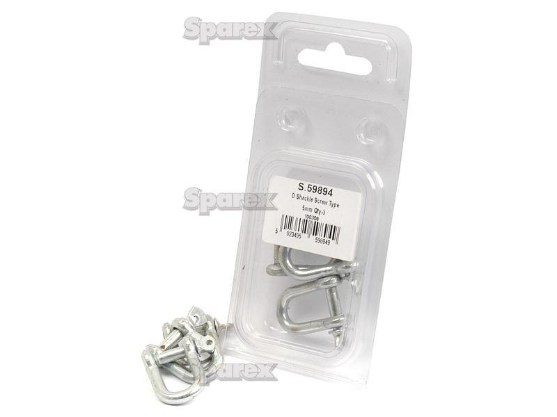 Screw Type D Shackle, Pin Ø5mm x 11mm Jaw Width (3 pcs. Agripak)