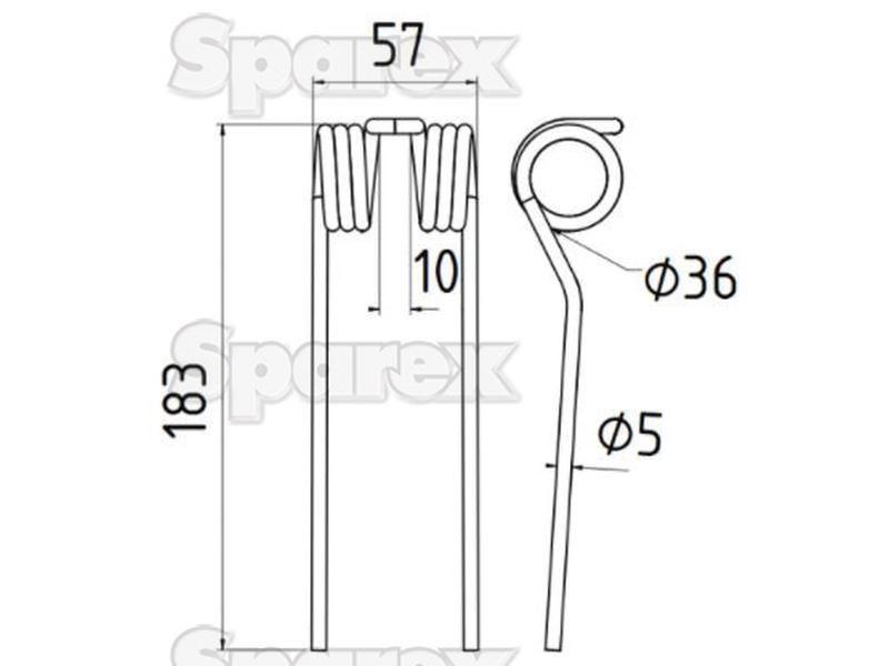 Pick-Up Haytine - - - Length:183mm, Width:57mm, Ø5mm - Replacement for Mengelle for Reco Mengele