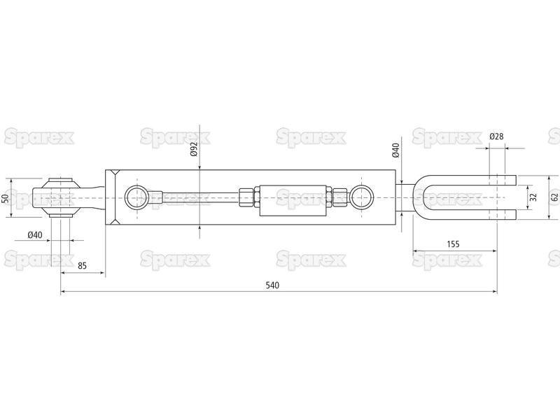 Hydraulic Levelling Box (Supplied with: Hoses), Min. Length: 540mm, Cylinder Bore: 70mm. for Valmet & Valtra (ACV0200640)