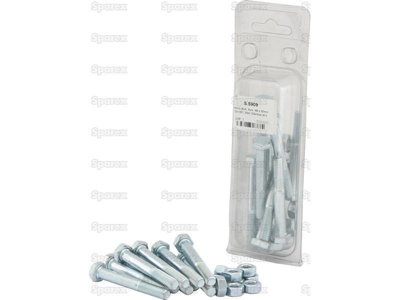 Metric Bolt, Size: M8 x 60mm (Din 931, 934) 10 pcs. Agripak