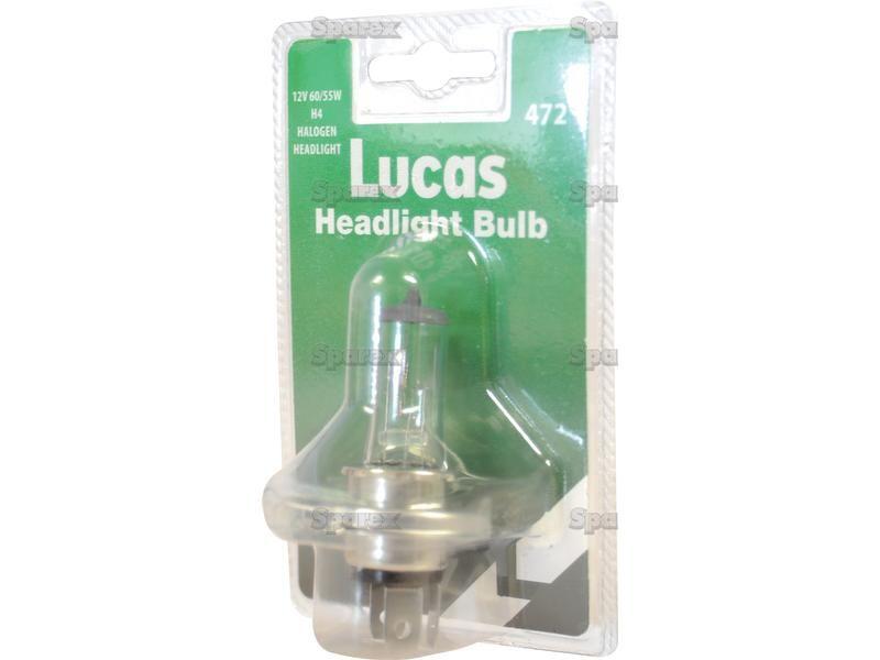 Halogen Head Light Bulb, 12V, 55W, P43t Base Case IH, Lucas