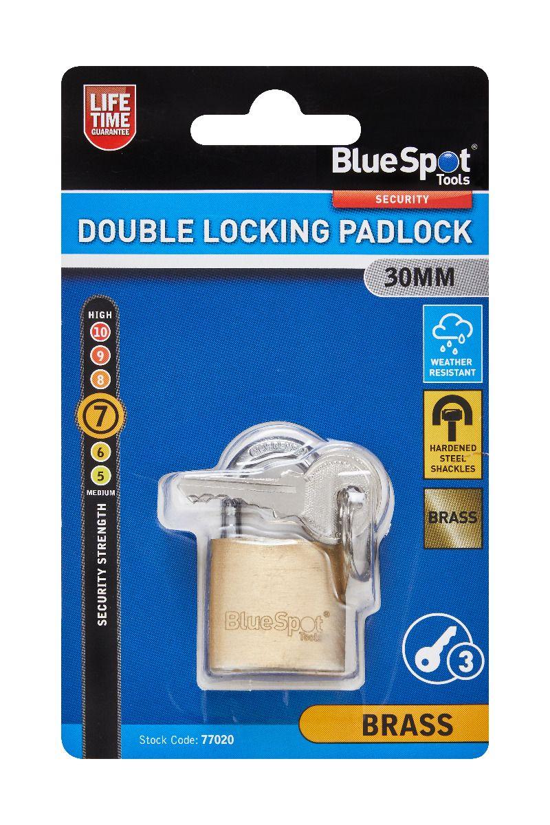 Blue Spot Tools 30MM Brass Padlock Double Locking