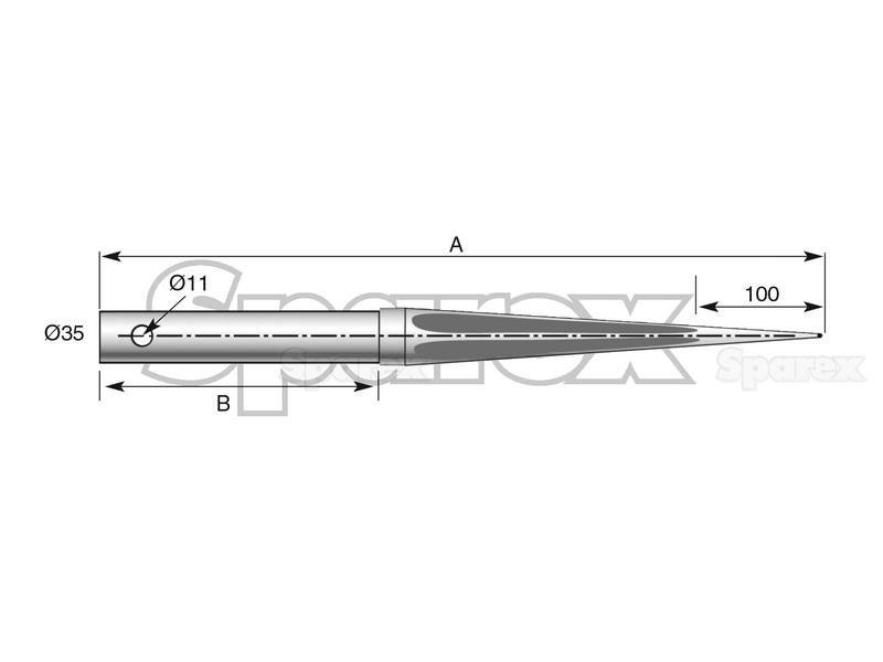 Straight Loader Tine | 760mm for Chilton, Mailleux (200145 , 5500011)