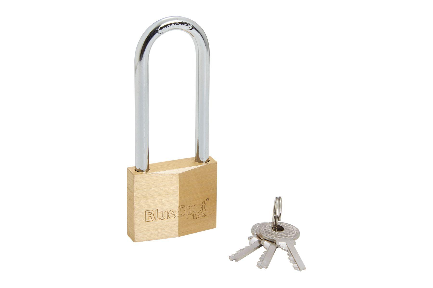 Blue Spot Tools 40MM Long Shackle Brass Padlock