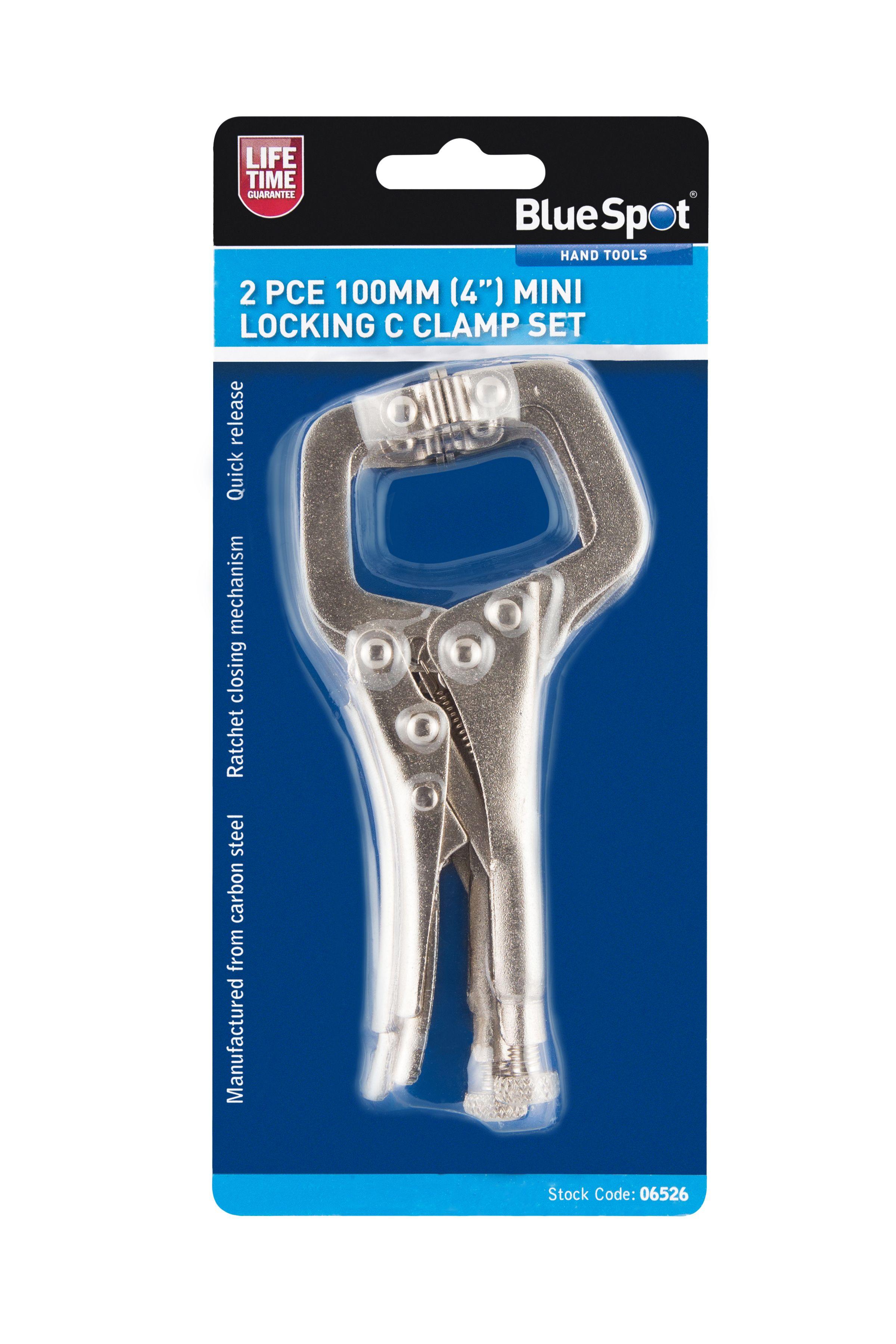Blue Spot Tools 2 PCE 100mm Mini Locking C Clamp Set