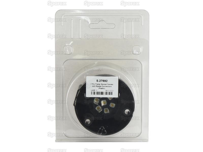 7 Pin Trailer Socket Female with Spade Connectors (Plastic) 12v Agripak