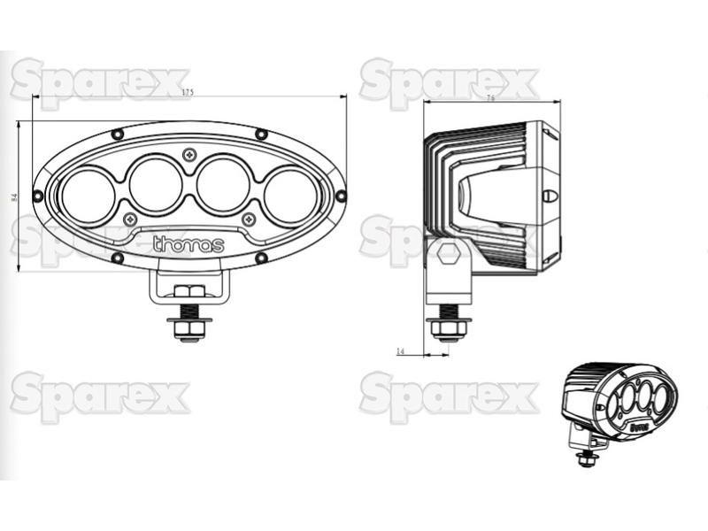 LED Work Light (Cree High Power), Interference: Class 3, 7000 Lumens, 10-60V for Ford New Holland