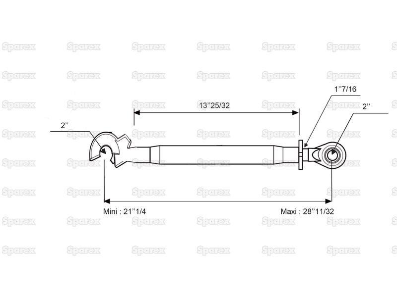 Top Link Heavy Duty (Cat.2/2) Ball and Q.R. Hook, Min. Length: 540mm.
