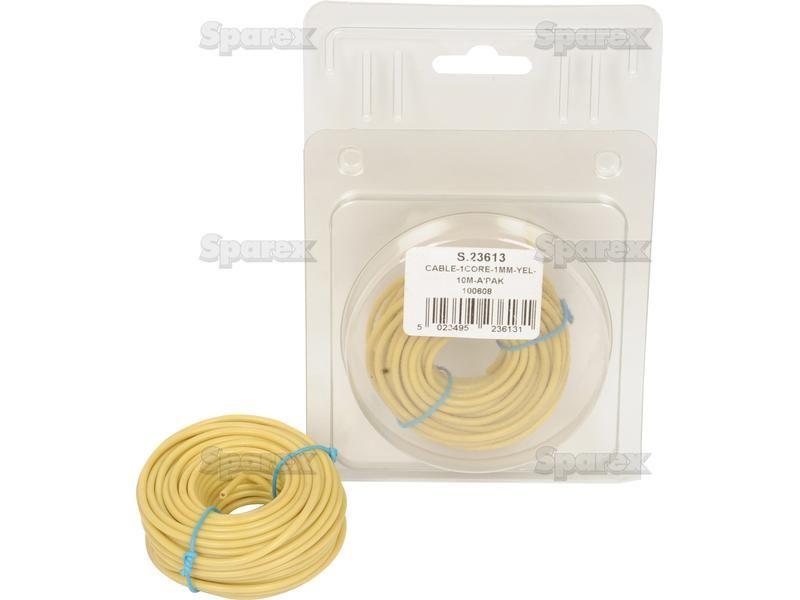 Electrical Cable - 1 Core, 1mm°² Cable, Yellow (Length: 10M), (Agripak)