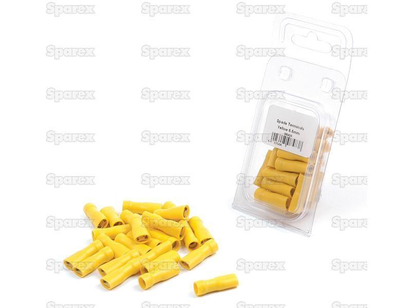 Pre Insulated Spade Terminal - Fully Insulated, Double Grip - Female, 6.3mm, Yellow (4.0 - 6.0mm), (Agripak 25 pcs.)