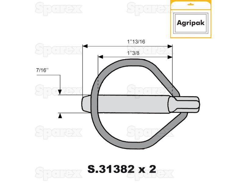 Rubig Safety Linch Pin, Pin Ø10.5mm x 46mm (4 pcs. Agripak)