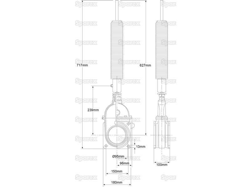 Gate valve with oildynamic ram with spring - Double flanged - Heavy duty 4''