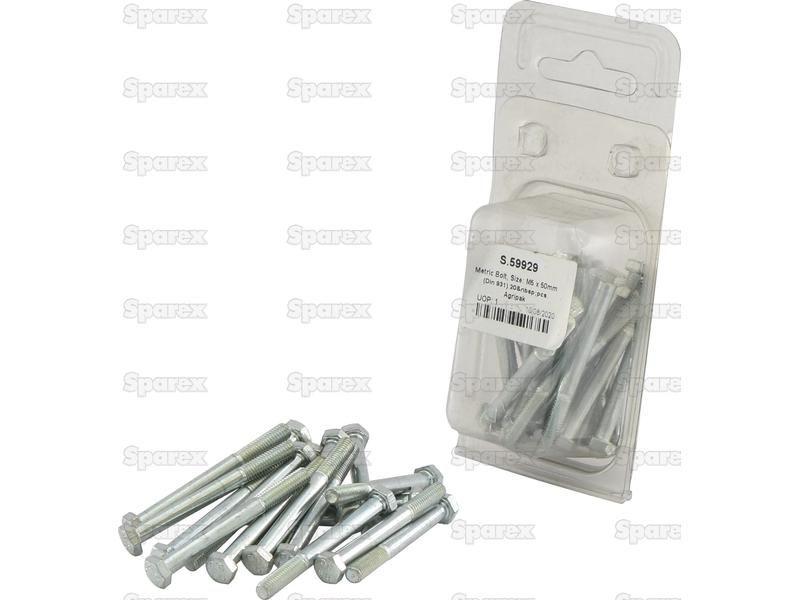 Metric Bolt, Size: M5 x 50mm (Din 931) 20 pcs. Agripak