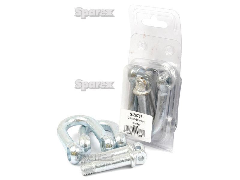Screw Type D Shackle, Pin Ø11mm x 20mm Jaw Width (2 pcs. Agripak)