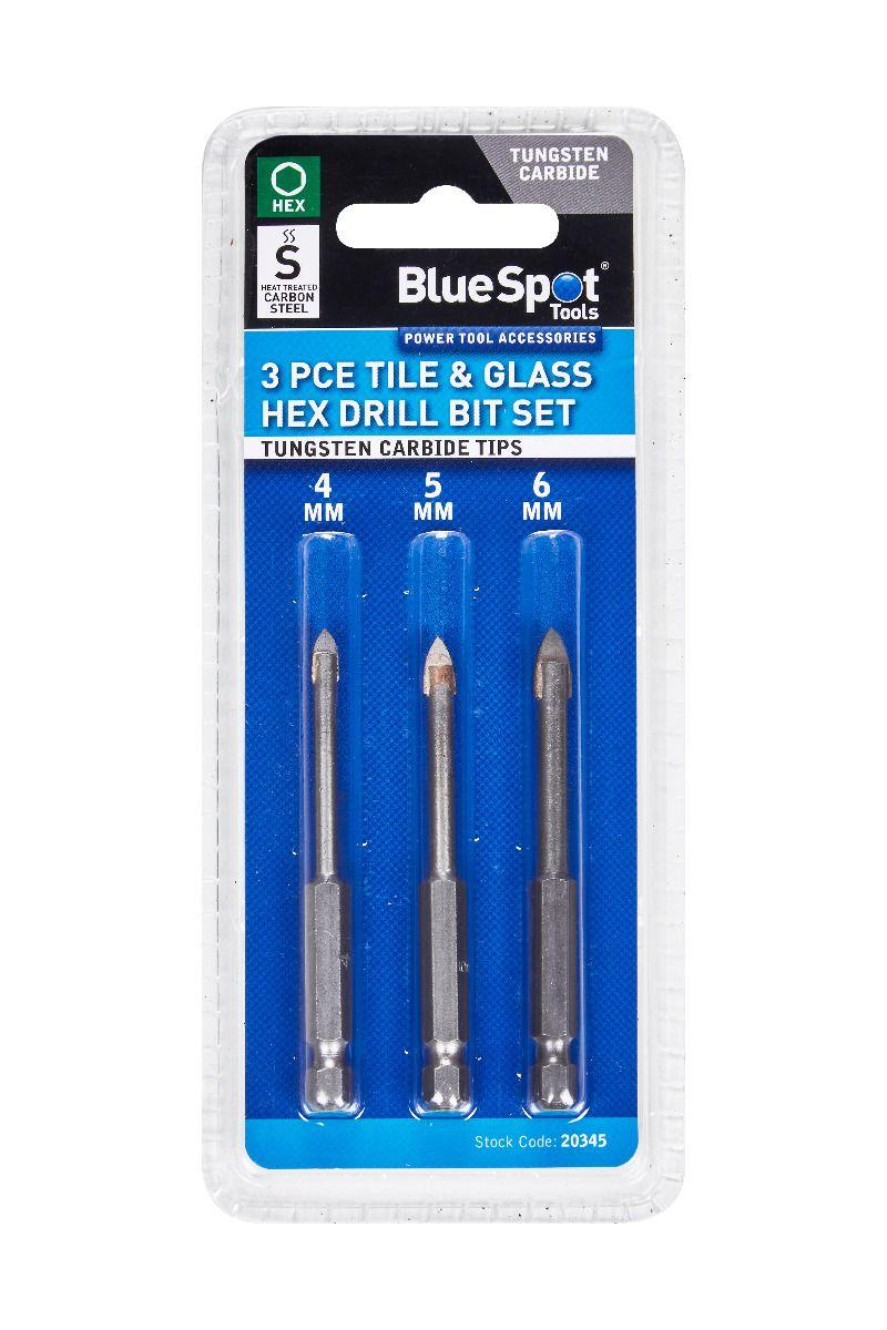 Blue Spot Tools 3 PCE Tile & Glass Drills Hex