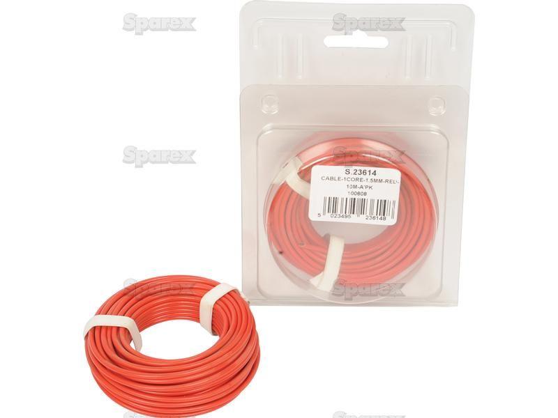 Electrical Cable - 1 Core, 1.5mm°² Cable, Red (Length: 10M), (Agripak)