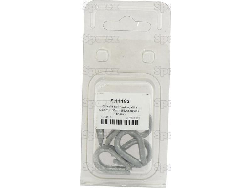 Wire Rope Thimble, Wire Ø3mm x 30mm (6 pcs. Agripak)