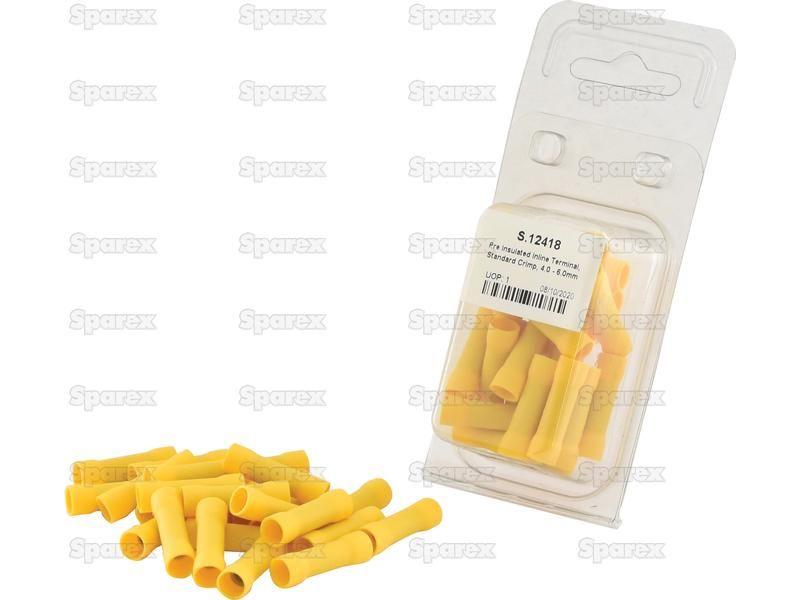 Pre Insulated Inline Terminal, Standard Crimp, 5.0mm, Yellow (4.0 - 6.0mm) (Agripak 25 pcs.)