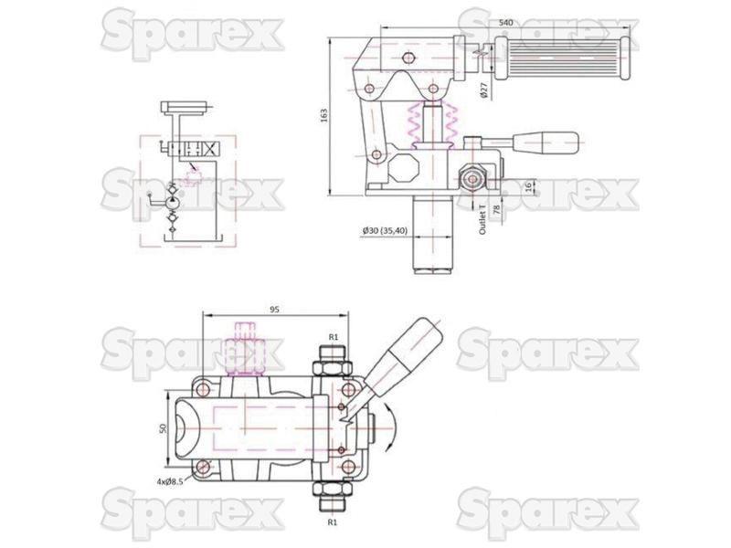Hydraulic Hand Pump - Double Acting, Displacement cm°³: 12CC, Tank Capacity: 3 ltr(s)