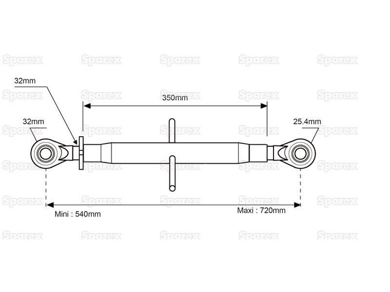 Top Link Heavy Duty (Cat.2/3) Ball and Ball, Min. Length: 540mm.