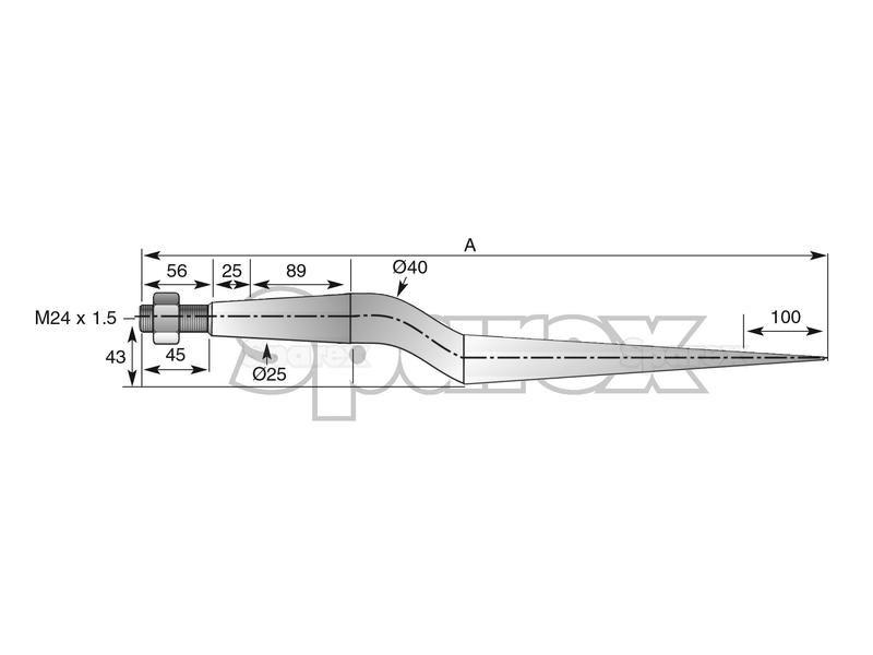 Cranked Loader Tine | 980mm for LUCAS, Parmiter (21615164)