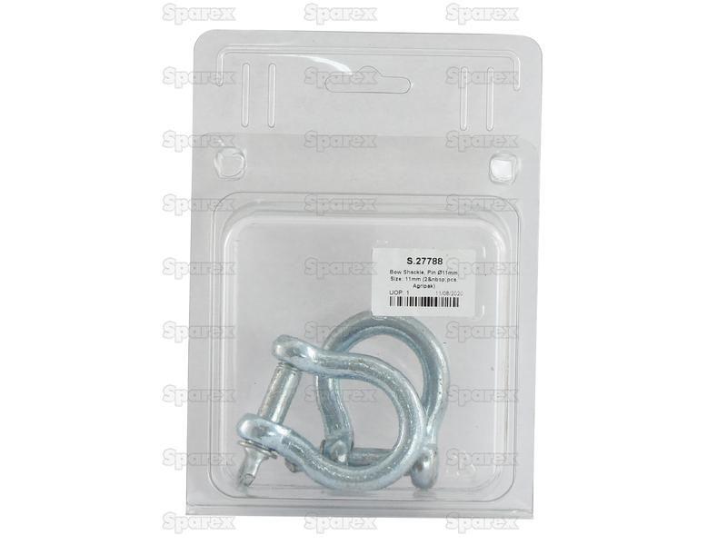 Bow Shackle, Pin Ø11mm, Size: 11mm (2 pcs. Agripak)