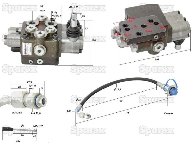 3/8'' Single Section Massey Ferguson Control Valve for Massey Ferguson 362 (300 Series)