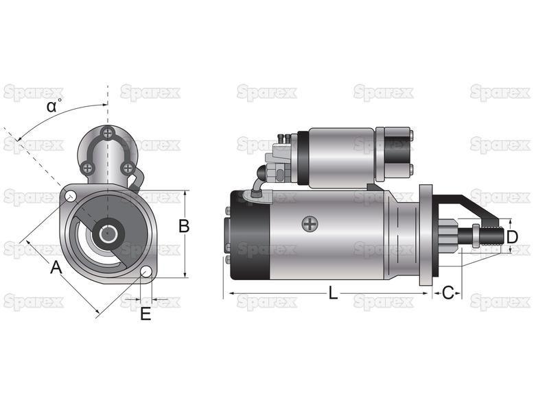 Starter Motor - 12V, 3.4Kw, Gear Reducted (Mahle) for John Deere 6520 (6020 Series)
