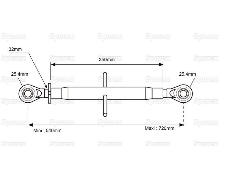 Top Link Heavy Duty (Cat.2/2) Ball and Ball, Min. Length: 540mm.