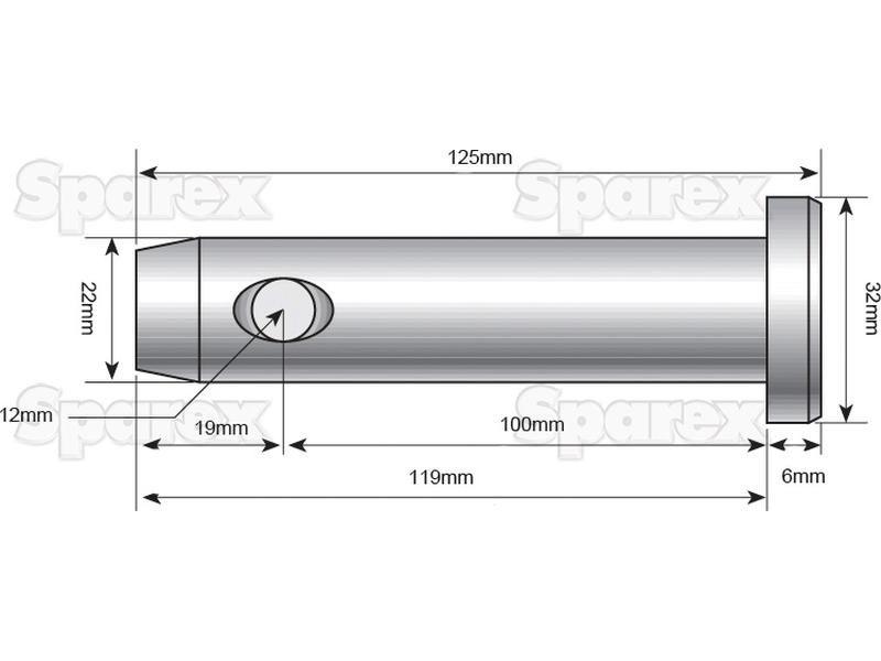 Lower link pin 22x100mm Cat. 1