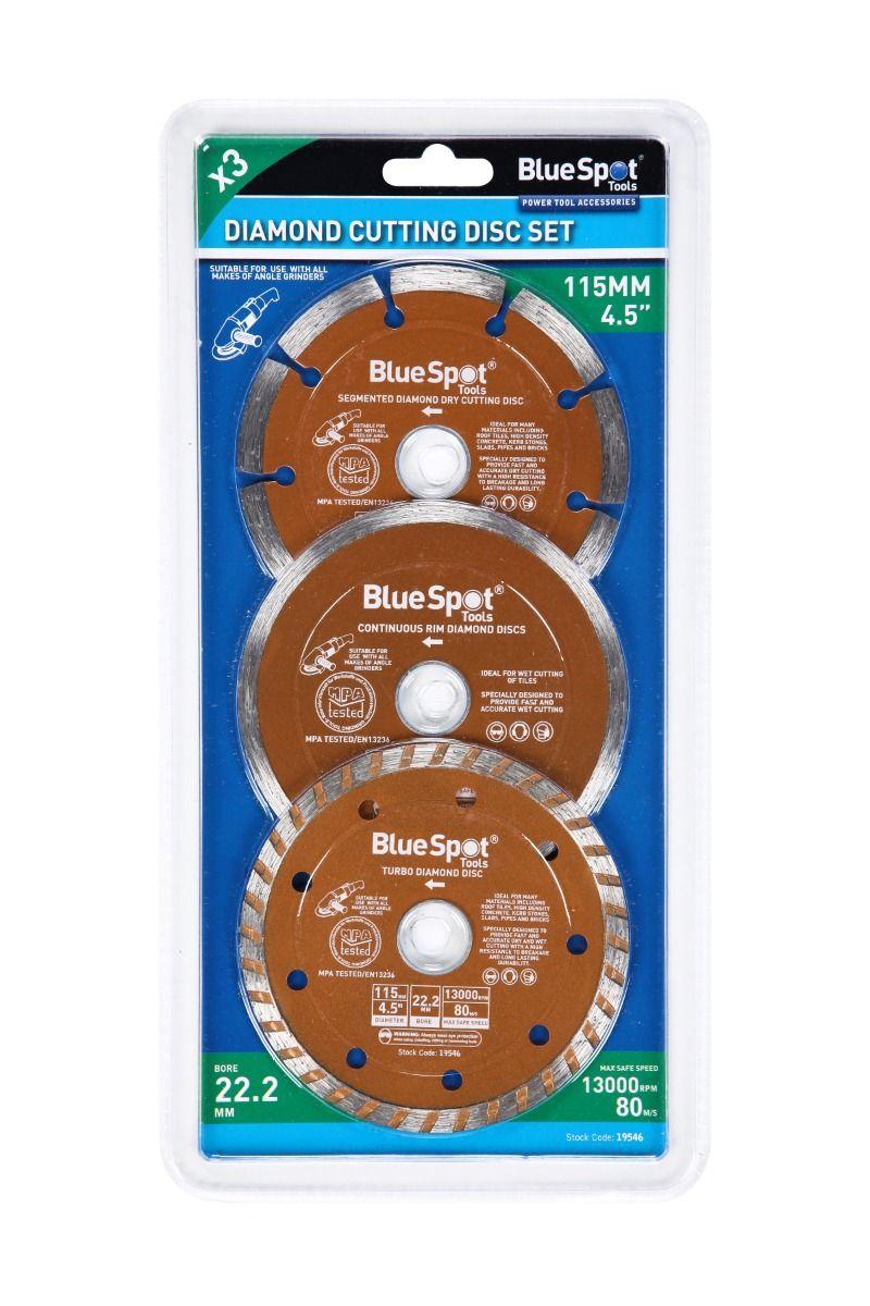 Blue Spot Tools 3 PCE 115mm (4.5") Diamond Cutting Disc Set