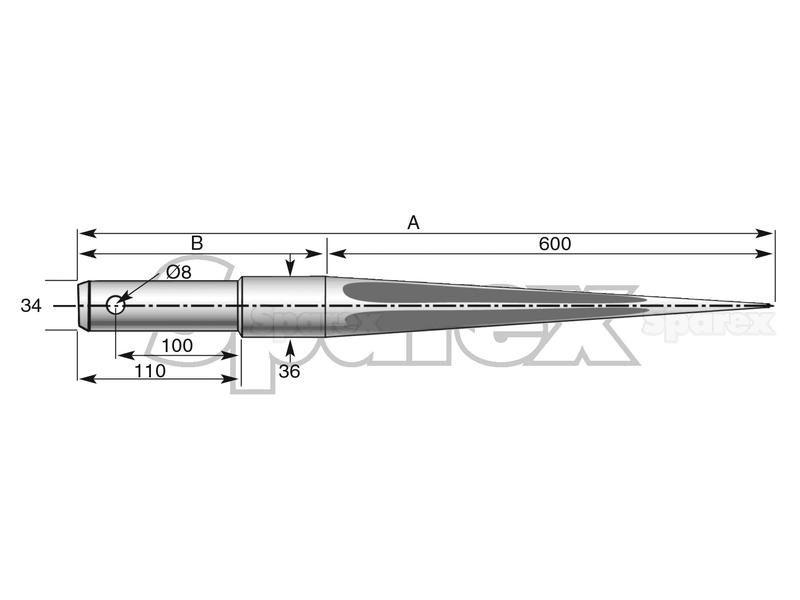 Straight Loader Tine | 1300mm for Lerin, Pin Fitting