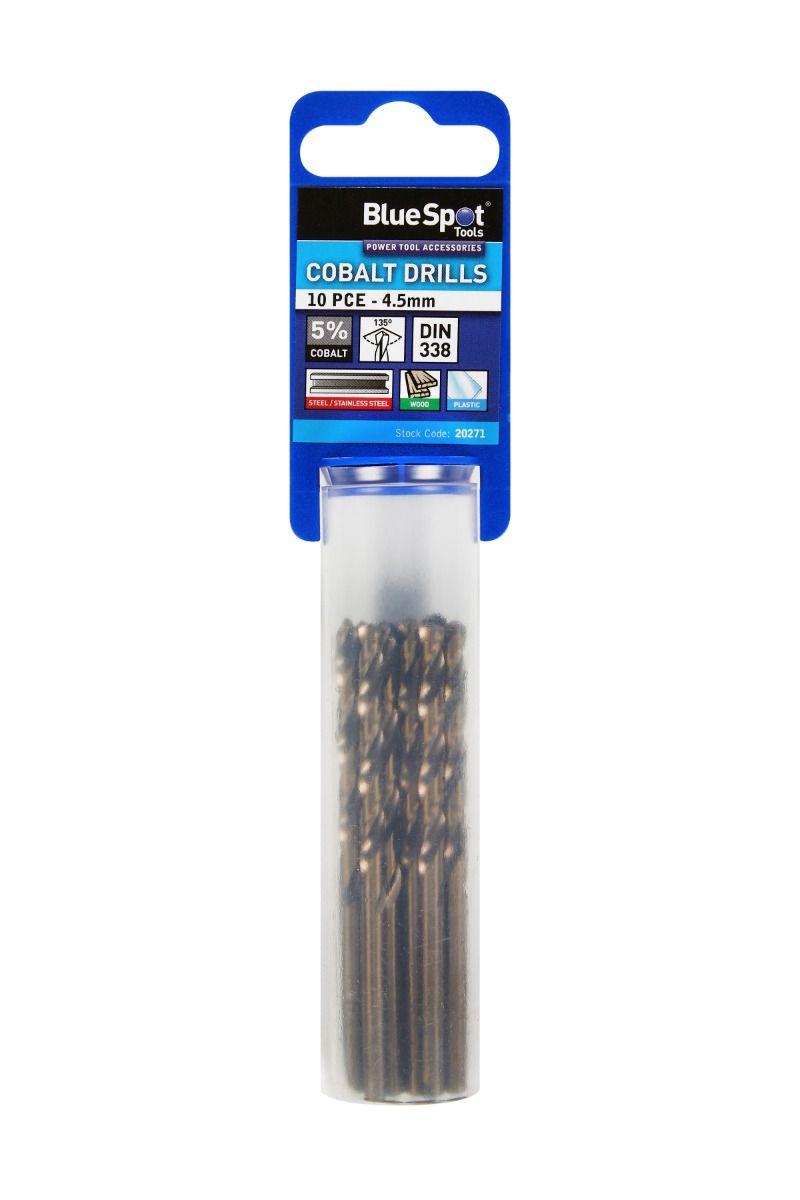 Blue Spot Tools 10 PCE Cobalt Fully Ground 4.5mm Drills