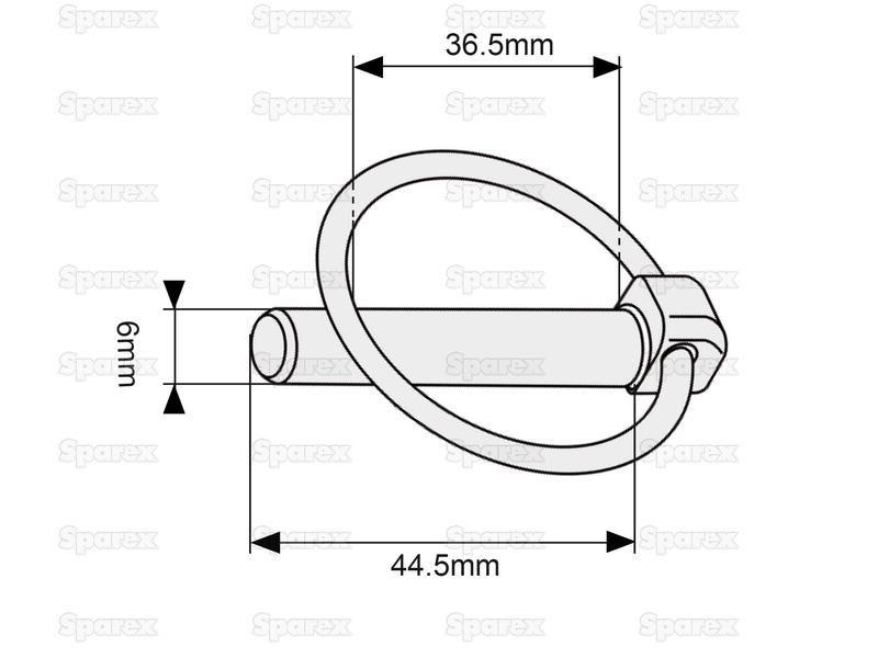 Round Linch Pin, Pin Ø6mm x 44.5mm ( ) for Massey Ferguson 35 (Pre 100 Series (1947 - 65))