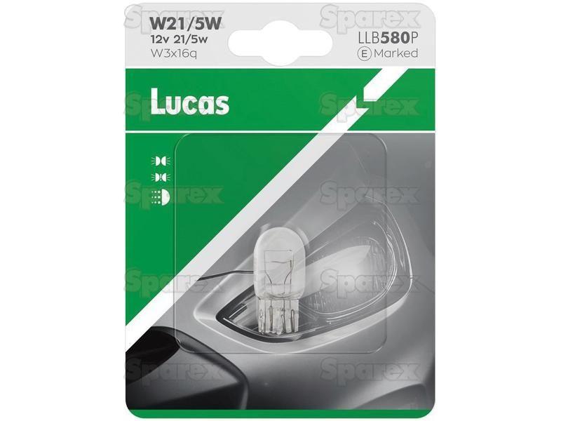 Halogen Side | Indicator Bulb, 12V, 21/5W, W3x16Q Base Lucas (LLB580P)